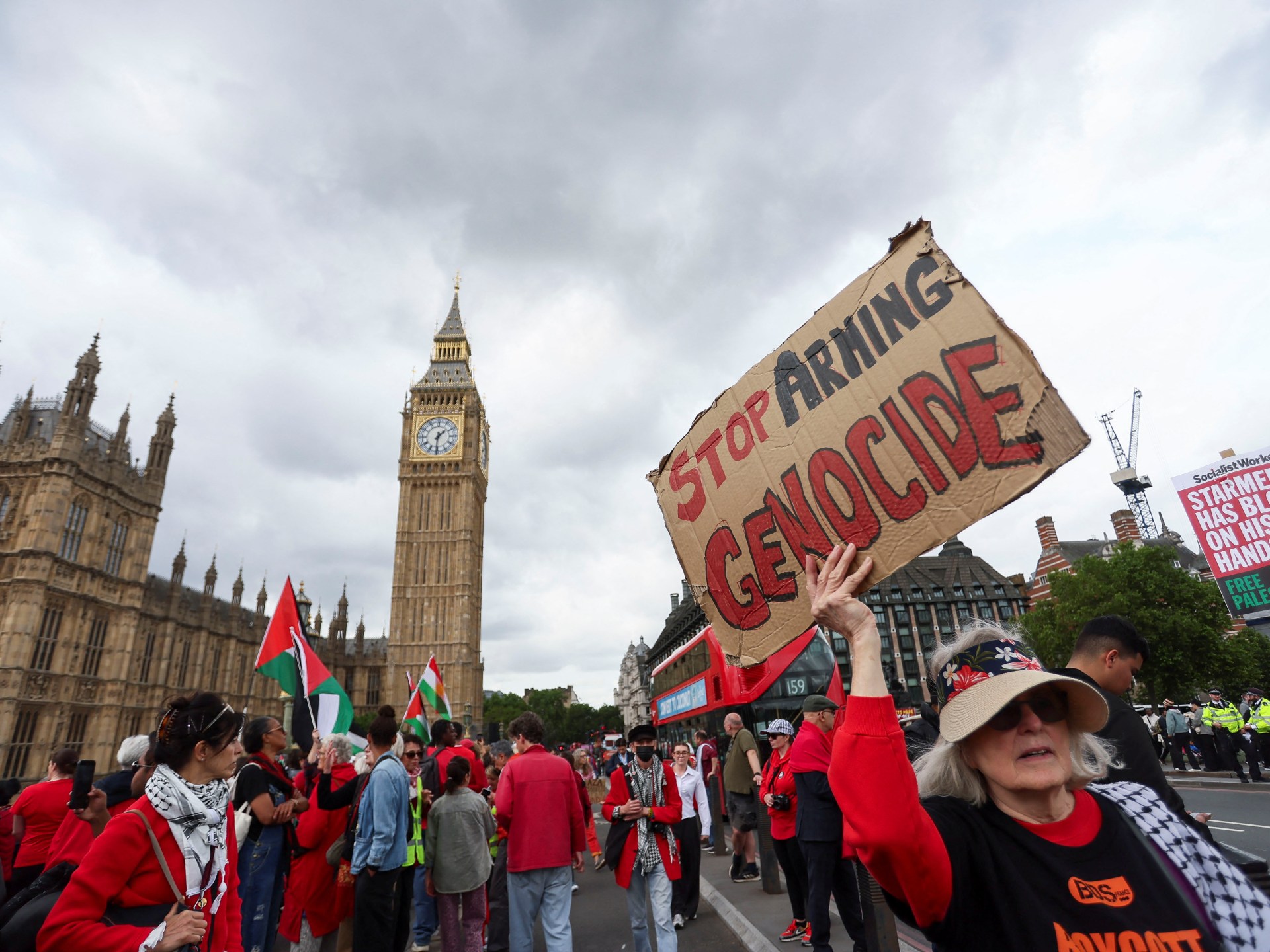 Pro-Palestine protesters in UK call for Israel arms embargo, sanctions | Israel-Palestine conflict News
