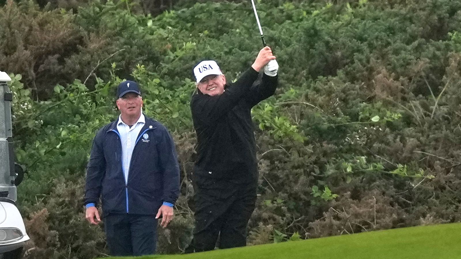 Huge security operation as Donald Trump tees off at his Scottish golf course | UK News