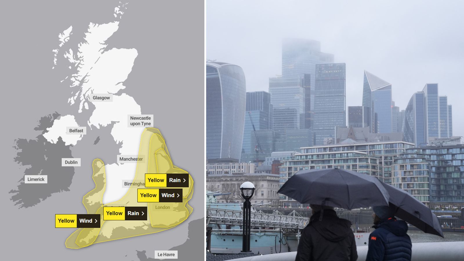 UK weather: Four Met Office warnings in place as Storm Benjamin hits | UK News